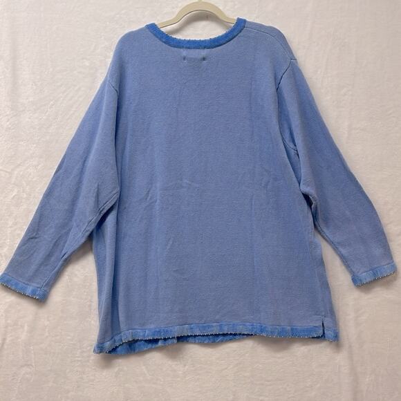 The Quaker Factory Halloween V-Neck Light Blue Sequin‎ Pumpkin Spider Sweater 2X - Picture 6 of 8